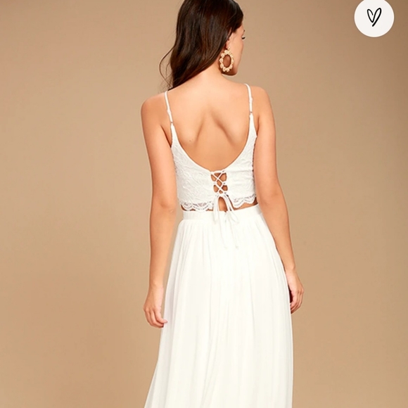 Lulu's Midnight Memories White Lace Two-Piece Wedding Dress - Picture 3 of 9